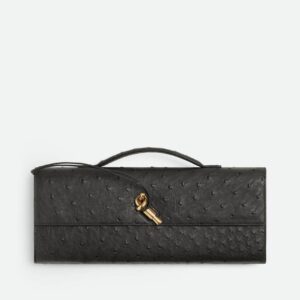 Andiamo Clutch in Ostrich Leather Black