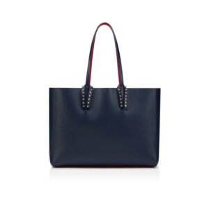 Cabata Small Grained Leather Tote Bag Navy