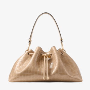 Cinch Medium Chai Croc-Embossed Leather Bucket Bag