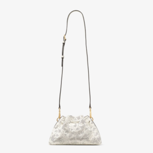 Cinch Small White Lace Drawstring Bucket Bag
