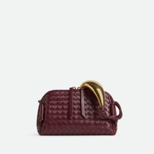 Concert Pouch Crossbody Bag in Intrecciato Nappa Leather Burgundy