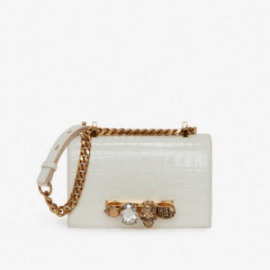 Women's Jewelled Satchel in Deep Ivory