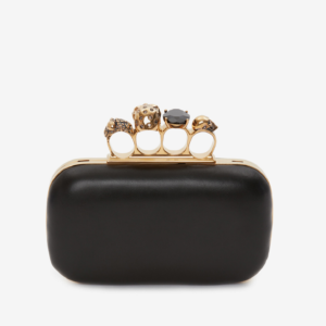 Women's Knuckle Clutch With Chain in Black