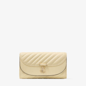Avenue Curve Wallet With Chain Buttermilk Quilted Biker Leather Wallet with Chain