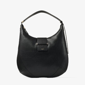 Bar Hobo Medium Black Biker Leather Shoulder Bag