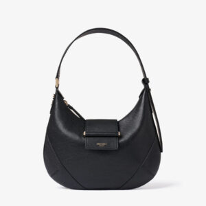 Bar Hobo Small | Black Biker Leather Shoulder Bag