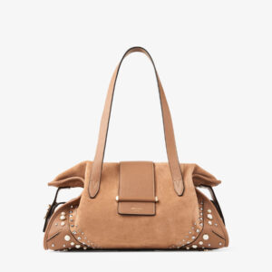 Bar Holdall Medium Toffee Suede Pearl & Stud Embellished Shoulder Bag