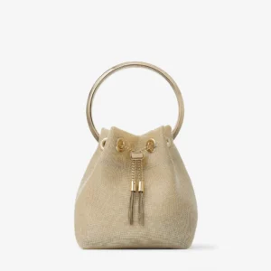 Bon Bon Small Mesh Bucket Bag, Champagne/Light Gold