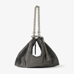 Callie Black Satin Crystal Embellished Clutch Bag