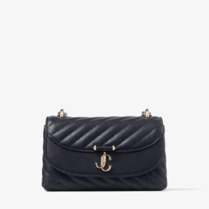 Curve Crossbody Small Black Quilted Leather Chain Crossbody Bag