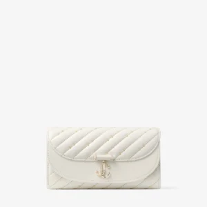 Curve Wallet With Chain White Quilted Leather Chain Wallet Crossbody Bag
