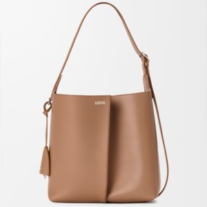 Bilbao Medium Bucket Bag in Smooth Calfskin, Dark Taupe