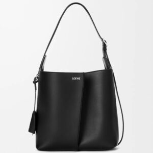 Bilbao Medium Bucket Bag in Smooth Calfskin, Black