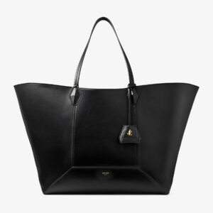 Diamond Tote Large Black Smooth Leather Open-Top Tote Bag