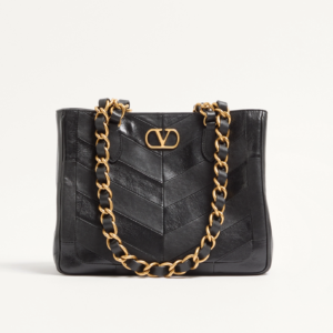 VALENTINO GARAVANI LASEINE SMALL CHEVRON LEATHER TOTE BAG