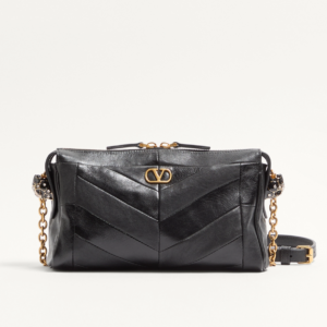 Small Shoulder Bag In Leather With A Chevron Pattern