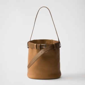 Prada Buckle leather bucket bag with belt