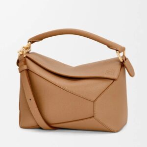 Medium Puzzle Edge bag in soft grained calfskin, Toffee