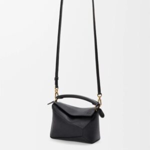 Medium Puzzle Edge bag in soft grained calfskin, Black