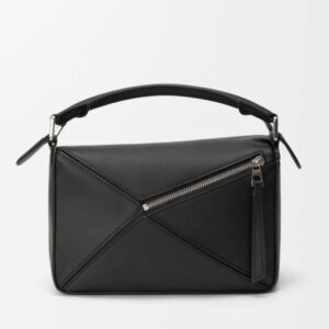 Fringe small Puzzle bag in classic calfskin, Black