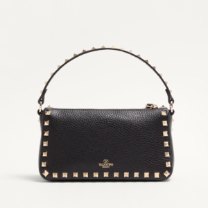 Small Crossbody Bag In Grainy Leather With Studs